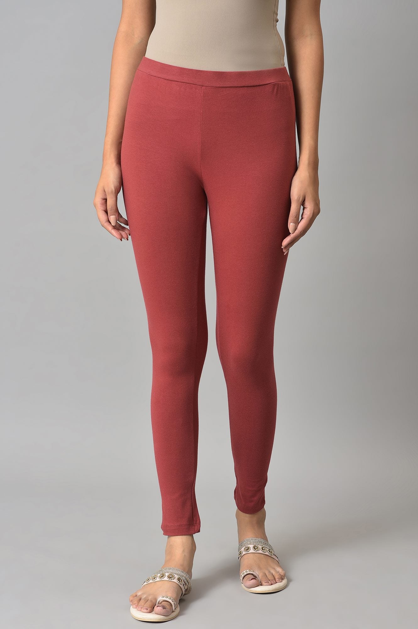 Brick Red Cotton Jersy Tights