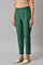 Dark Green Solid Women'S Slim Pants