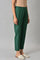 Dark Green Solid Women'S Slim Pants