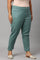 Plus Size Aqua Blue Cotton Blend Slim Pants