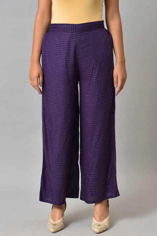 Crown Jewel Glitter Printed Rayon Parallel Pants