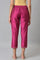 Dark Pink Women Pants With Printed Border