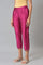 Dark Pink Women Pants With Printed Border