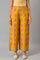 Mustard Rayon Printed Parallel Pants