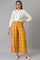 Mustard Rayon Printed Parallel Pants