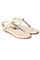 W Embroidered Ecru Almond Toe Flat