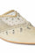 W Embroidered Beige Square Toe Flat