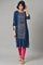 Blue Printed kurta With Pink Tights