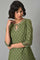 Olive Green Embroidered kurta With Gold Parallel Pants