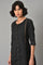 Black A-Line Box Pleated kurta With Straight Pants