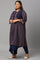 Plus Size Blue Printed A-Line Cowl kurta With Tights