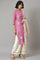 Liva Eco Pink Embroidered kurta With Off-White Pants And Dupatta Set