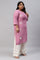 Liva Eco Plus Size Pink Embroidered kurta Off-White Pants And Dupatta Set