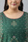 Plus Size Dark Green Glitter Floral Printed kurta With Sharara Pants And Pink Dupatta