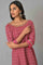 Dark Pink Printed Kalidar kurta With Tights