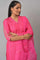 Pink Bandhani Printed Embroidered kurta With Pants And Organza Dupatta