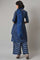 Blue Bandhani Printed kurta With Bandhani Pants And Organza Dupatta