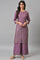 Purple Silver Mukaish Festive kurta With Parallel Pants