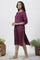 Purple Karnatka Silk Mukaish Kurta, Churidar And Dupatta Set