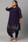 Plus Size Grape Purple Cowled Hemline kurta With Tights