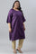 Pdeep Purple Karnatka Silk Plus Size kurta With Green Slim Pants And Mukaish Dupatta