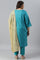 Plus Size Teal Green Karnatka Silk kurta With Slim Pants And Mukaish Dupatta