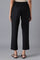 Black Cotton Flax Women Trousers