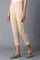 Beige Solid Trousers