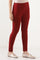 Maroon Solid Skinny Fit Cotton Tights With Elasticated Waist