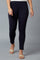 Navy Blue Solid Skinny Fit Cotton Tights With Elasticated Waist