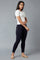 Navy Blue Solid Skinny Fit Cotton Tights With Elasticated Waist