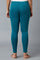 Blue Solid Skinny Fit Cotton Tights With Elasticated Waist