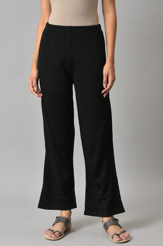 Black Acrylic Knitted Palazzo Pants