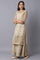 Gold Beige Floral Printed kurta With Embroidery