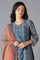 Teal Mock Layer kurta, Orange Parallel Pants And Dupatta Set