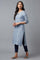 Chambray Blue Embroidered kurta