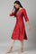 Deep Red Embroidered Festive kurta