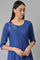 Blue Button Down kurta With Embroidery