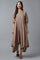 Beige Rayon kurta In Boat Neck With Embroidered Panel