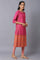 Dark Pink Boat Neck kurta With Thread Embroidery