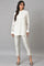 White Panelled Shirt With Embroidered Organza Sleeves