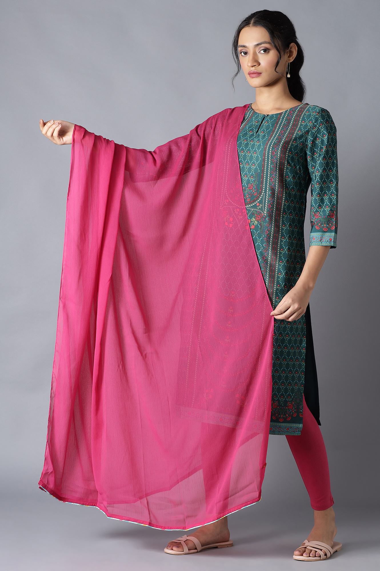 Dark Pink Chiffon Solid Dupatta