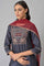 Grey Embroidered kurta, Draped Pants And Dupatta Set