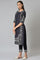 Black Floral Printed kurta With Parallel Pants