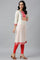 Ecru Dobby kurta, Red Tights And Butta Dobby Dupatta Set