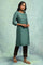 Teal Blue Cotton Silk Mukaish kurta