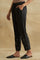 Black Thread Embroidered Silk Tussar Straight Pants