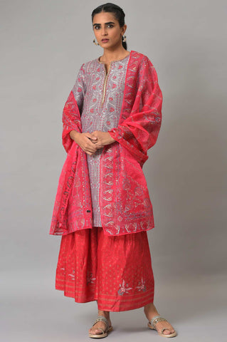 Light Purple Jacquard kurta, Sharara & Dupatta Set