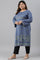 Plus Size Blue Contemporary Floral Printed Winter kurta