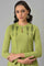 Green A-Line Embroidered Plus Size Winter Kurta